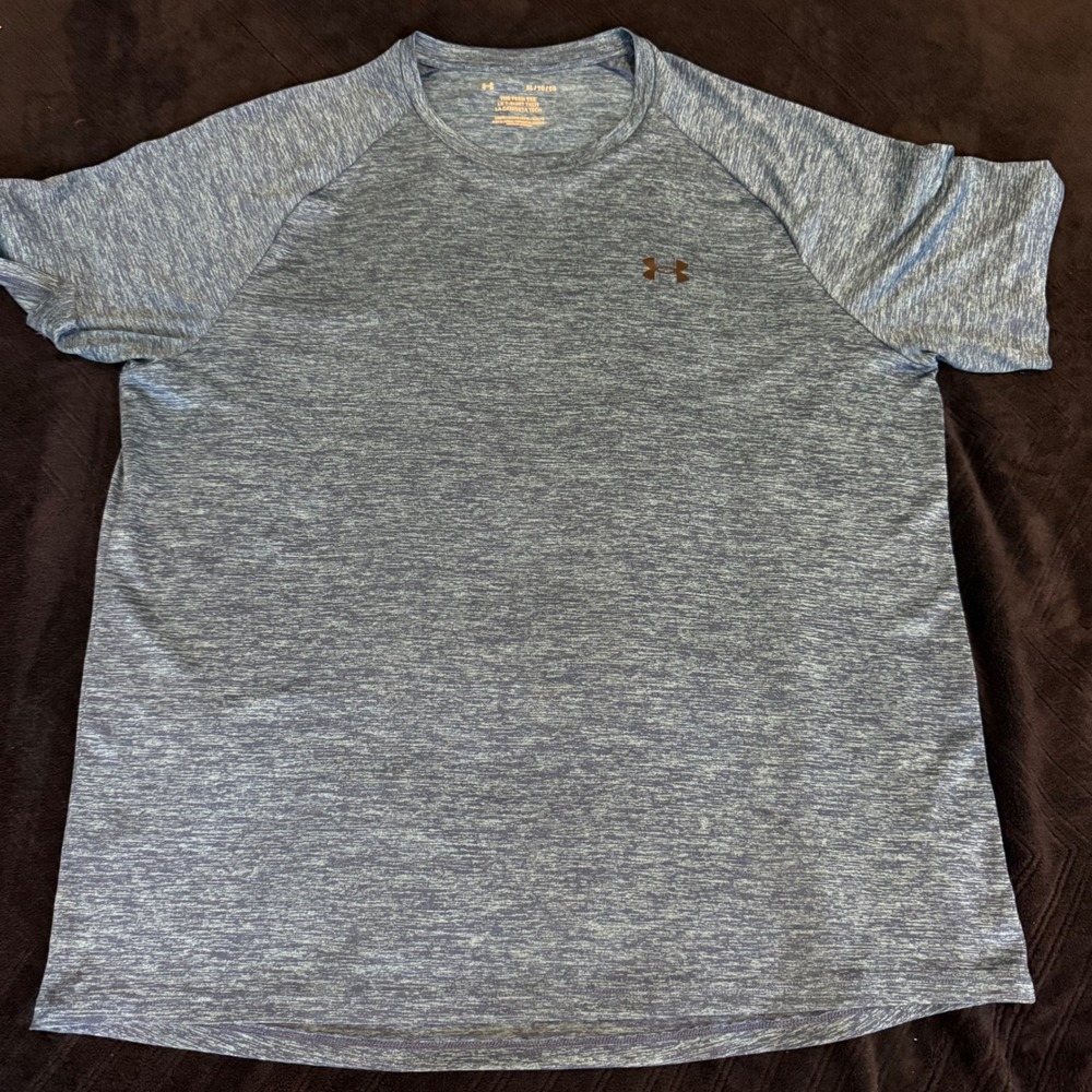 Under Armour Tech Tee Mens XL Blue Space‎ Dye Heather Performance T-Shirt Raglan